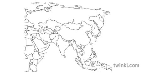 Map Of Asias Countries Asia Eastern Ks3 Black And White Ilustración