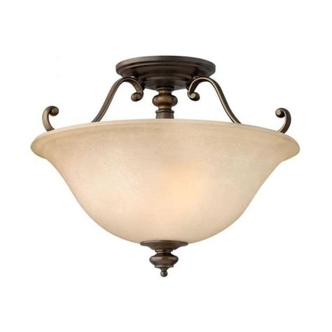 Traditional Bronze Low Ceiling Light Alabaster Glass Uplighter Shade