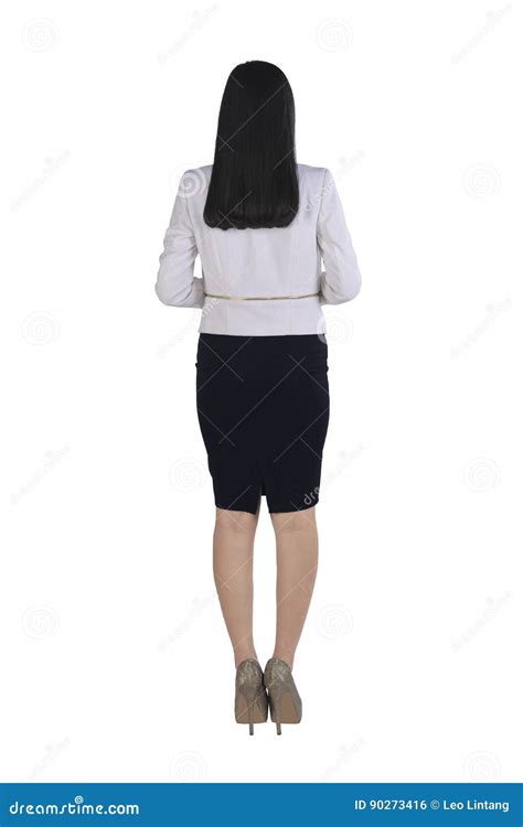 Back View Of Asian Business Woman Standing With Confident Pose Stock