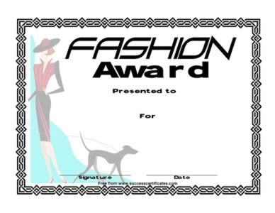 certificate  fashion competition fashion award  certificate