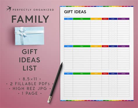 Gift Ideas List gift ideas planner gift organizer gift | Etsy | Gift list, Gift checklist 