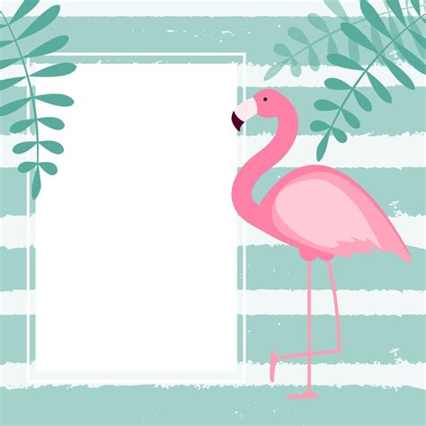 Cute Summer Abstract Frame Background With Pink Flamingo Vector