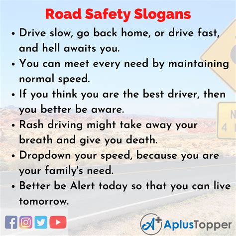 Road Safety Slogans Unique And Catchy Slogans On Road Safety A Plus