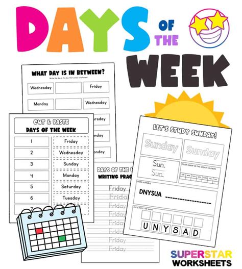 Calendar worksheets for kindergarten