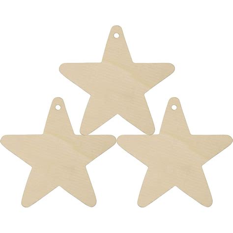 4” Unfinished Wooden Stars Christmas Ornaments To Paint And Decor Pack Of