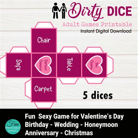 5pcs Naughty Dice Printable Couples Sex Game Love Play Dice Etsy