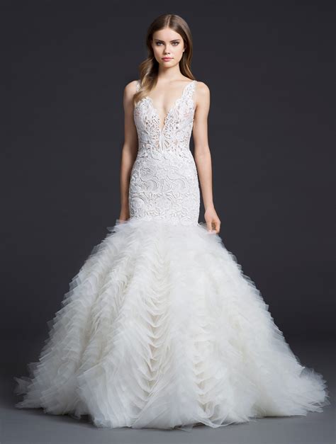Glamorous and vintage styling on dramatic silhouettes. New Wedding Gowns from Lazaro Arrive at StarDust ...