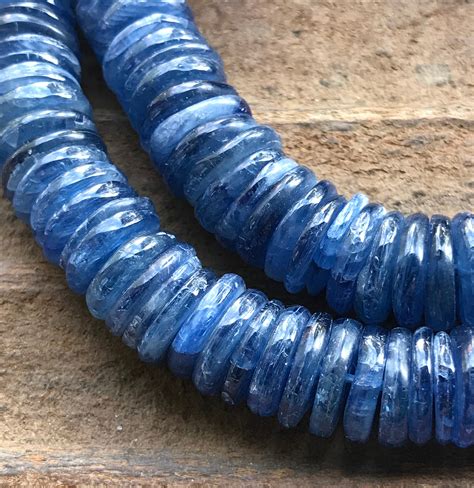 Large Kyanite Beads Rondelles Smooth Polished Rondelle Stone 8 Beads