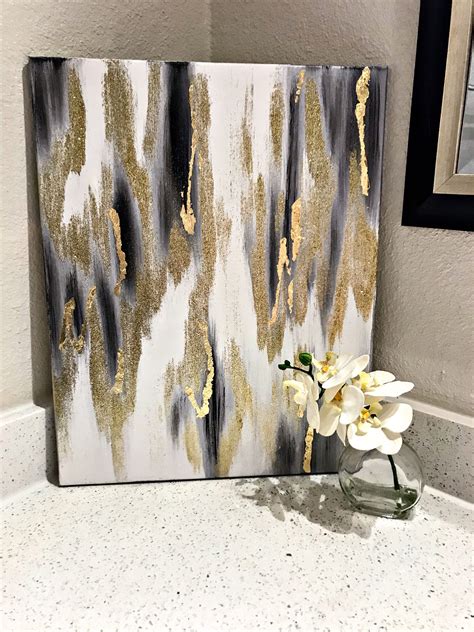 Abstract Black Gold And Silver Gold Art Painting Abstract Art