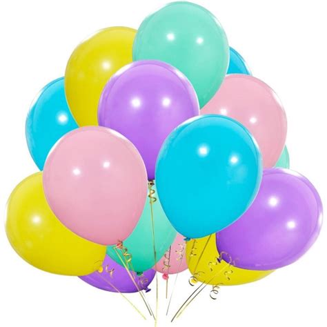 Pastel Rainbow Balloons 12 Inch Purple Yellow Aqua Blue Light Pink