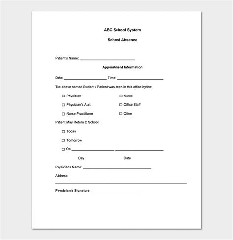 Medical Sick Note Template Sample Design Layout Templates