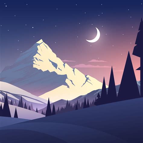 2932x2932 Resolution Night Mountains Summer Illustration Ipad Pro