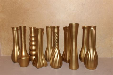 Vintage Gold Bud Glass Vases Instant Collection By Jumbledbrains