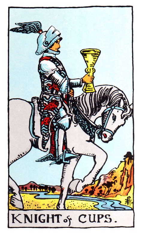 Knight Of Cups ~ Rider Waite Knight Of Cups Tarot Cups Tarot Knight