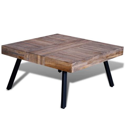Recycled railroad ironwood coffee table 33 x 72. vidaXL Teak Wood Coffee Table Square Reclaimed Side Living ...