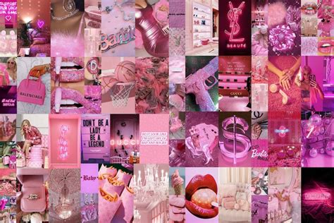 Pink Wall Collage Kit Boujee Teen Room Decor Pink Baddie Etsy