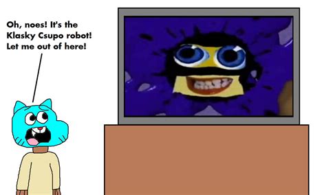 Gumball Watterson Scared Of Klasky Csupo Robot By Mjegameandcomicfan89