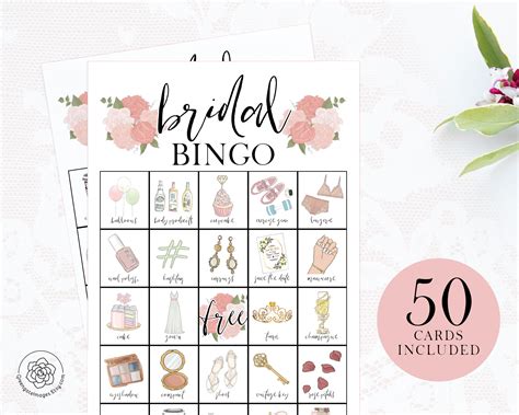 Bridal Bingo Cards Printable Bingo Cards Bride Bingo Set 50 Etsy
