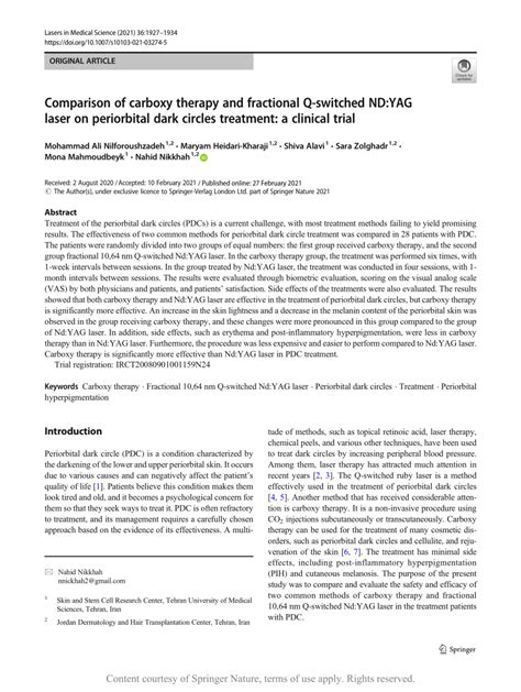Comparison Of Carboxy Therapy And Fractional Q Switched Ndyag Laser On