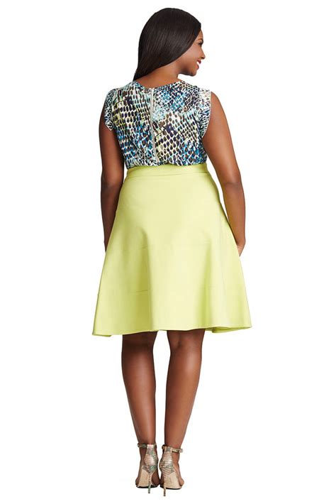 Plus Size Ponte Flared Skirt In Limeade Mynt 1792