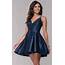 Short Fit And Flare V Neck Hoco Party Dress  PromGirl