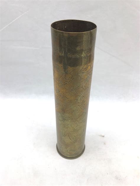1908 Ww1 French 75mm Trench Art Shell Case Sally Antiques