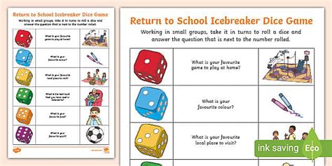 Return To School Icebreaker Dice Game Teacher Made