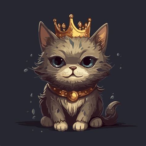 Premium Vector Cartoon Cat Wearing Golden Crown