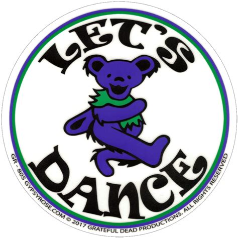 Grateful Dead Dancing Bear Lets Dance On Clear Bumper Sticker