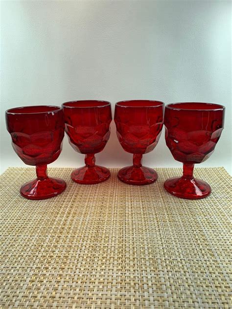 Georgian Viking Ruby Red Water Goblets Etsy Vintage Goblets