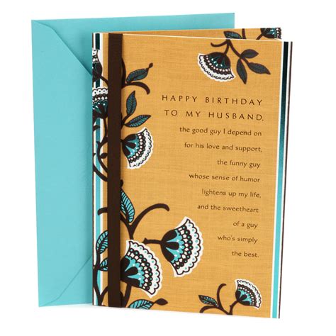 Hallmark Birthday Card For Husband Brown And Blue Floral