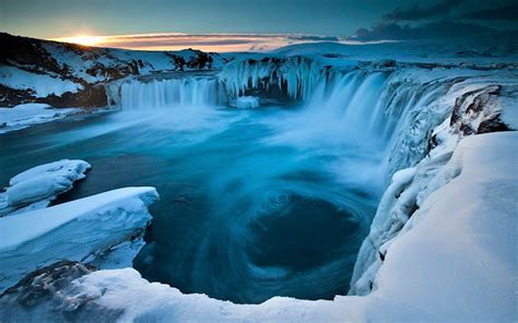 Godafoss Waterfall In Winter Image Id 164022 Image Abyss