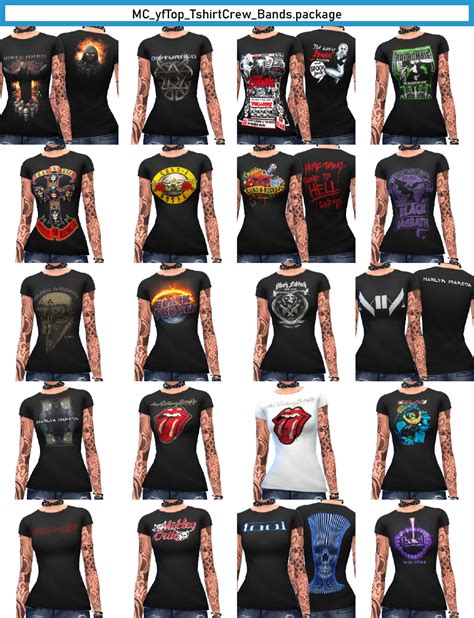 Band Shirts I Love By Monochaos Now For Females Monochaoss Sims 4 Cc