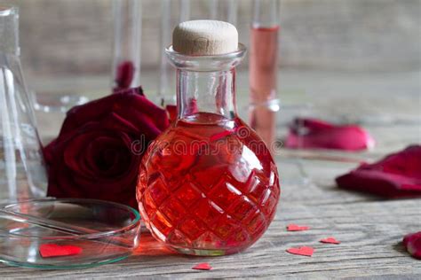 Love Potion Magic Elixir Alchemy Valentine`s Day Concept Stock Photo
