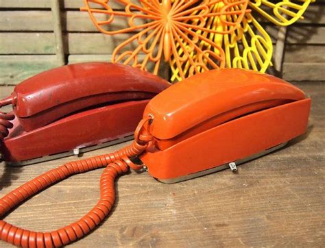 Vintage Retro Orange Rotary Trimline Wall Phone Telephone Etsy Wall