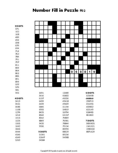 Number Fill In Puzzles Volume 1 Printable Pdf Puzzles To Print