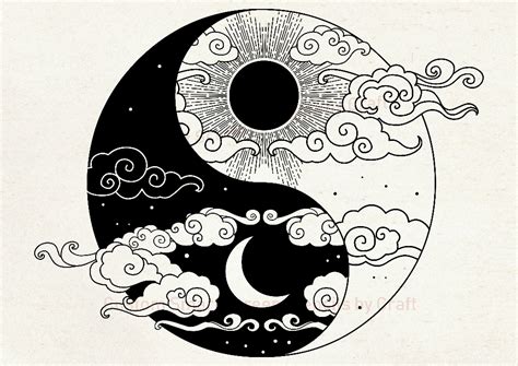 Sun And Moon Stencil Yin Yang Wall Art Diy Fabric Print Etsy Yin Yang Art Yin Yang Tattoos