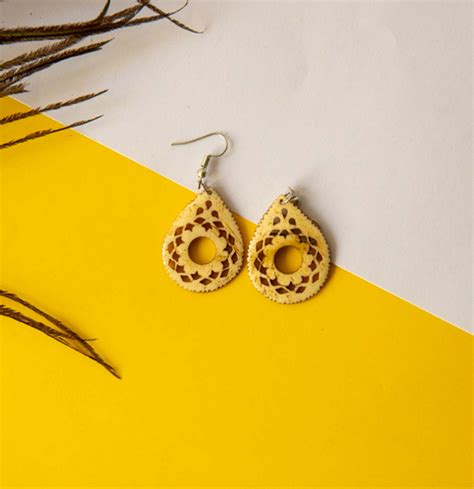 Yellow Bone Carving Earring Rs 1150pair Curio Cult Id 19534524848