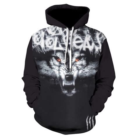 Plus Size Wolf Hoodies 3d Print Animal Wolf Mens Hoody Sweatshirt