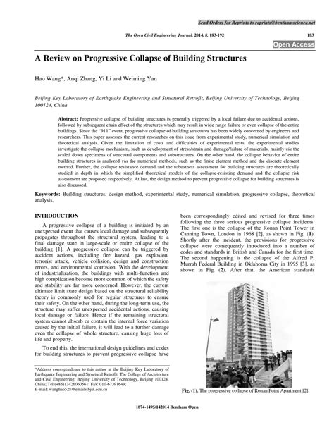 Pdf A Review On Progressive Collapse Of Building Structures