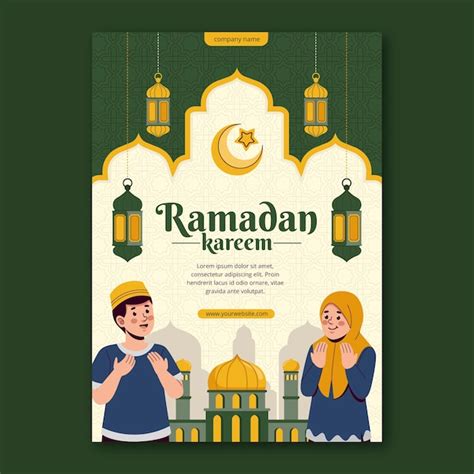 Free Vector Flat Vertical Poster Template For Islamic Ramadan Celebration