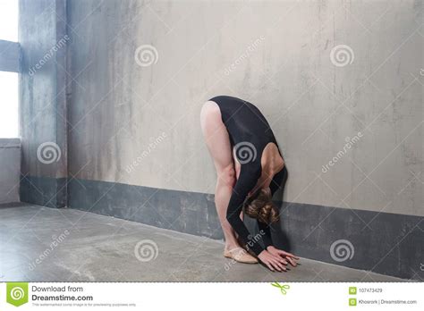 fold incline dowm long haired woman doing fitness exercise stock image image of femininity