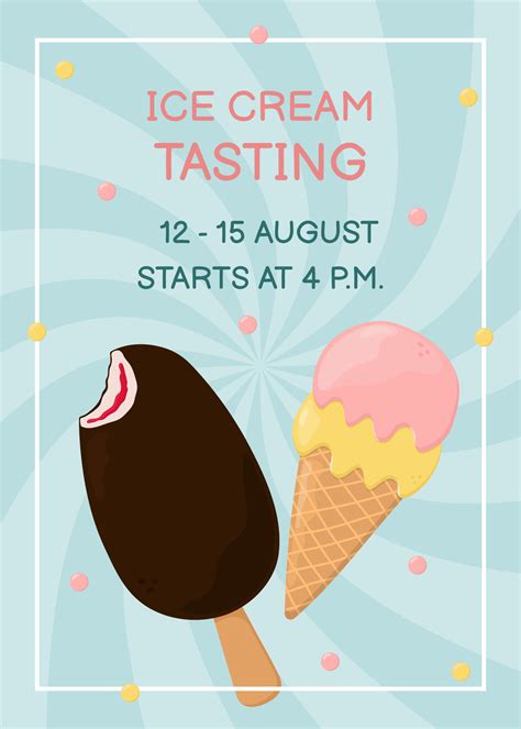 Ice Cream Tasting Invitation Template For Poster Banner Card And Flyer Vector Art At