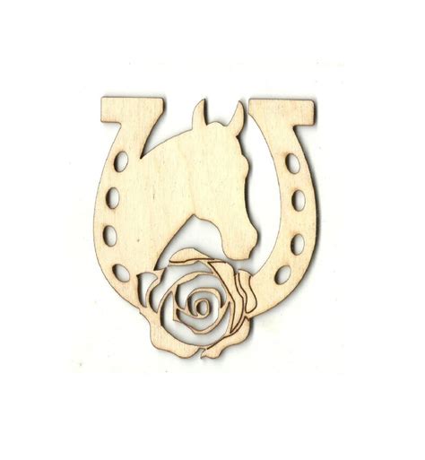 Horse And Horseshoe Laser Cut Out Unfinished Wood Shape Craft Etsy