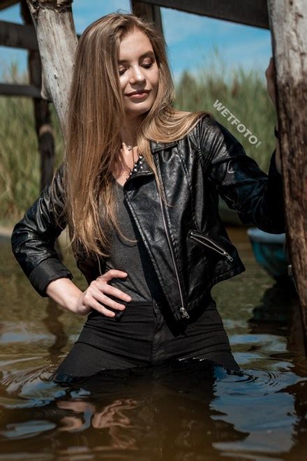 Wetlook Photosession With Hot Long Haired Girl In Wet Super Skinny