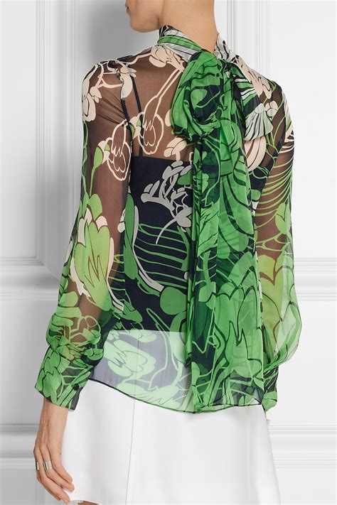 Free shipping and returns on women's vince tops at nordstrom.com. Lyst - Miu Miu Floral-Print Crinkled Silk-Chiffon Blouse ...