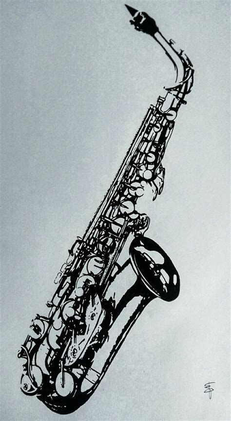 Speed Drawing Alto Saxophone Saxophone Sketch Saxophone Tattoo