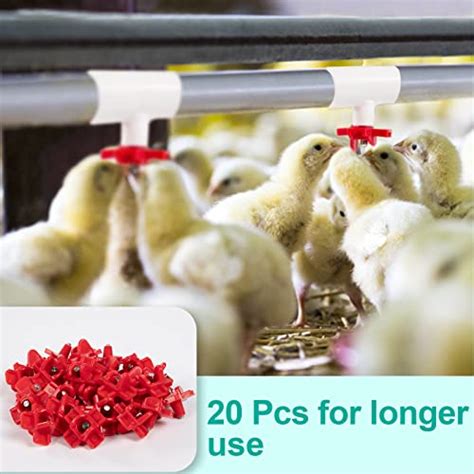 Mewtogo 20 Pack Horizontal Chicken Nipples Waterer Automatic Poultry Nipples Horizontal Side