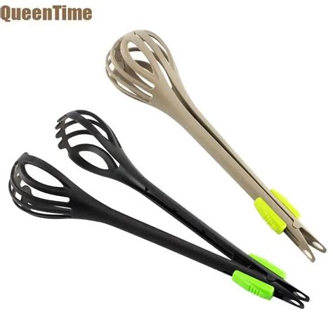 Queentime 3 In 1 Egg Beater Nylon Food Tongs Manual Egg Whisk Pasta
