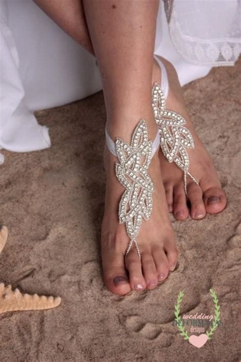 Bridal Barefoot Sandals Anklet Rhinestone Barefoot Sandles Beach Wedding Boho Slave Crystal